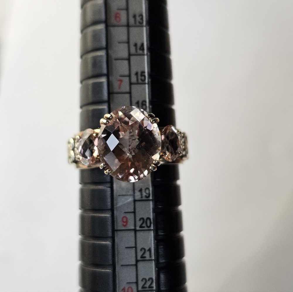 Natural Gems En Vogue Retired Morganite Palladium Rose Gold 925 Ring Sz 8! - Picture 11 of 17